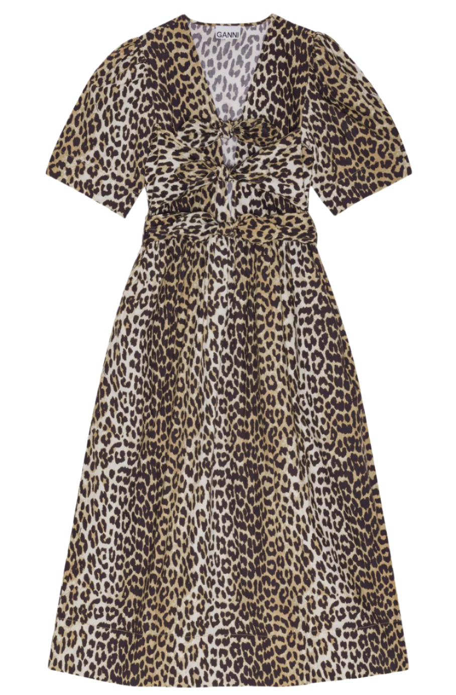 Printed Cotton Tie Strap Midi Dress