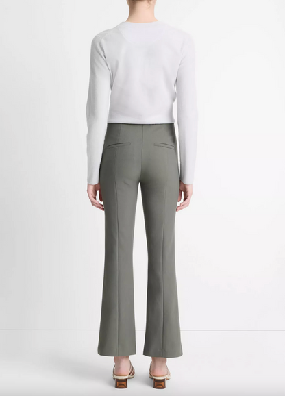 Mid Rise Pintuck Crop Flare Pant - Pebble