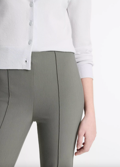 Mid Rise Pintuck Crop Flare Pant - Pebble