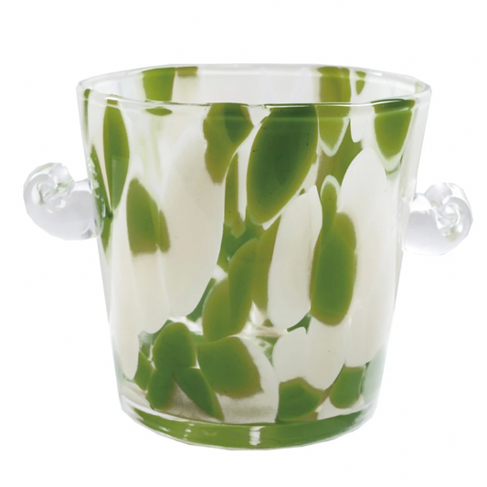 Confetti Glass Ice Bucket With Handles - Yellow & Green