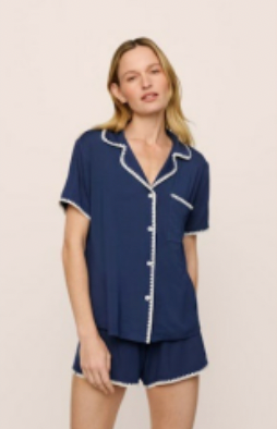 Frida Shortie PJ Set - Navy | Ivory