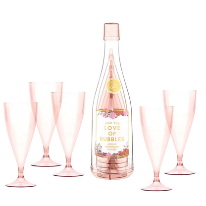 Acrylic Champagne Bottle + Glasses - Love of Bubbles
