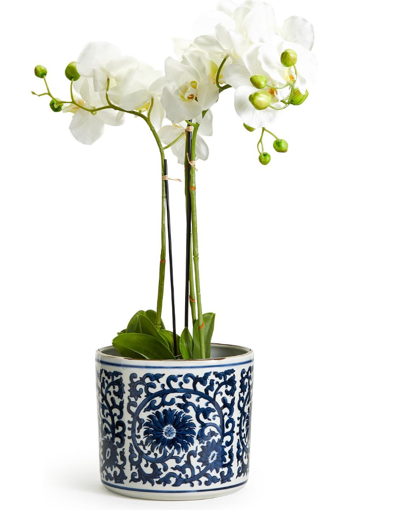 Blue & White Lotus Flower Vase/Planter