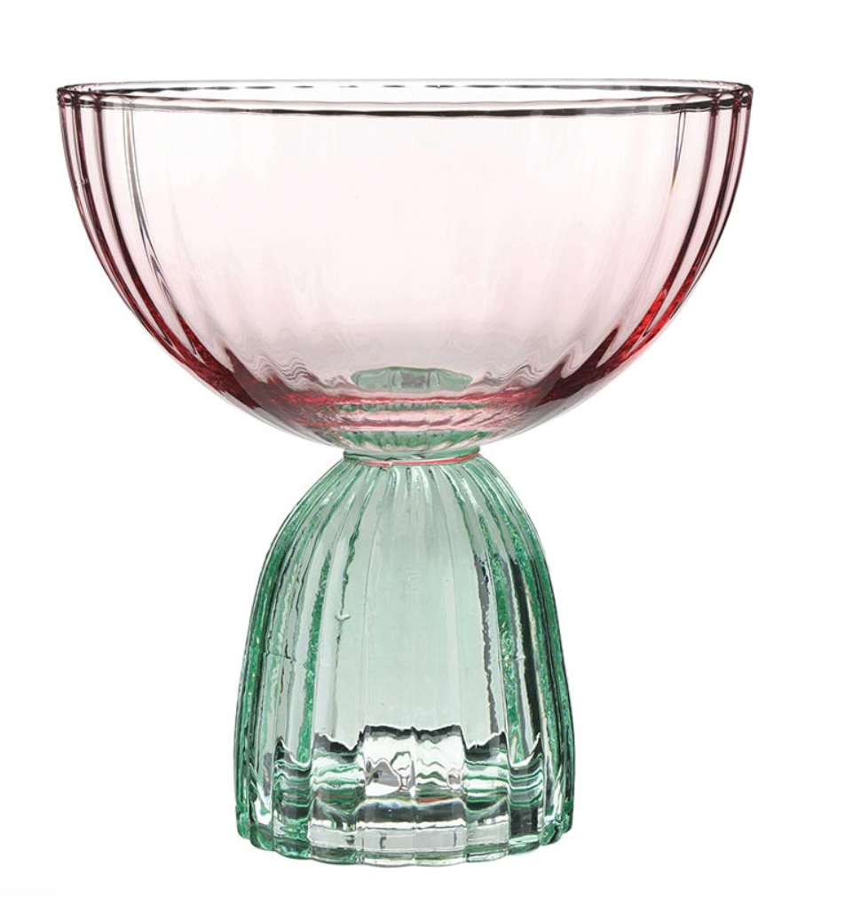 Mahjong Coupe Glass - Green/Pink