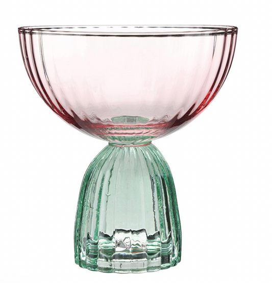 Mahjong Coupe Glass - Green/Pink