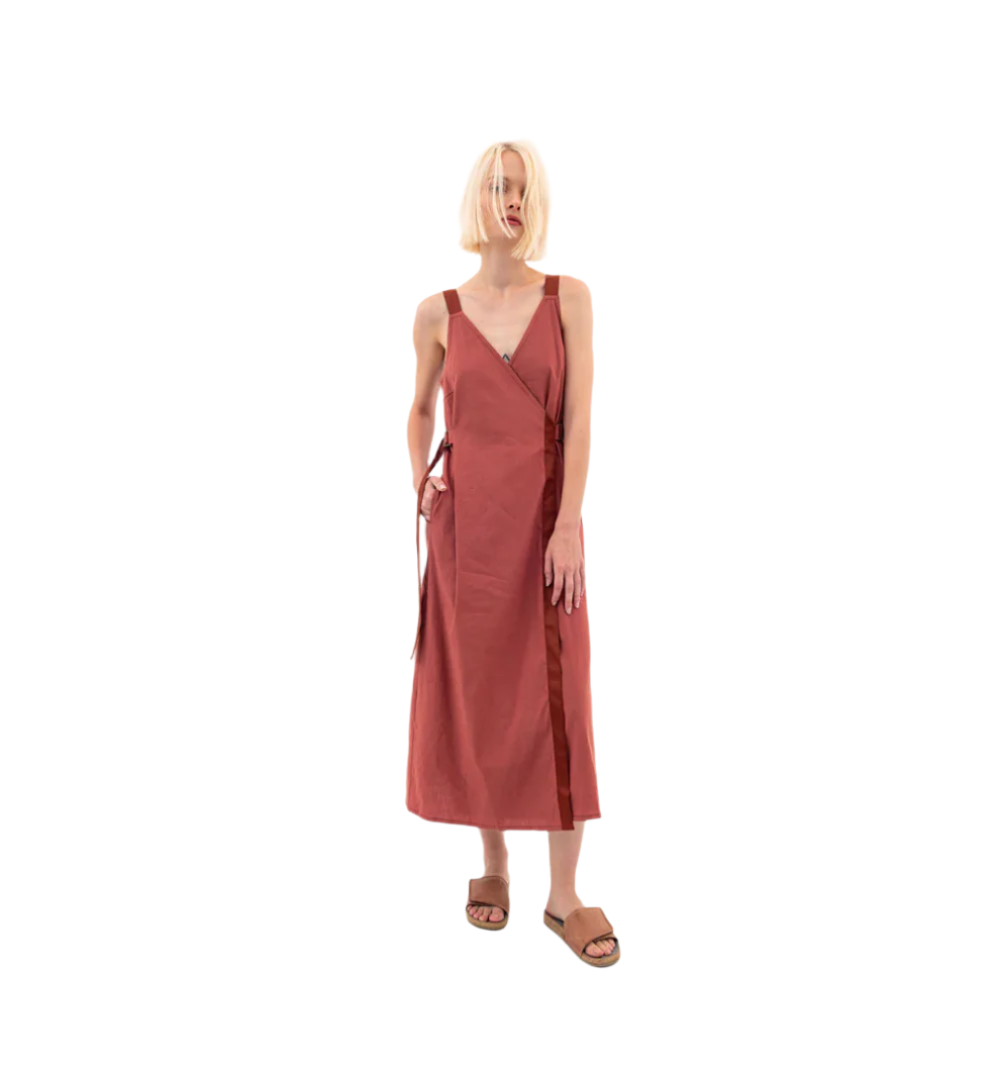 Stretch Linen Faux Wrap Dress | Hearth and Soul Stretch Linen Faux Wrap Dress | Hearth and Soul