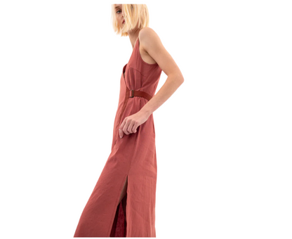 Stretch Linen Faux Wrap Dress | Waltrina