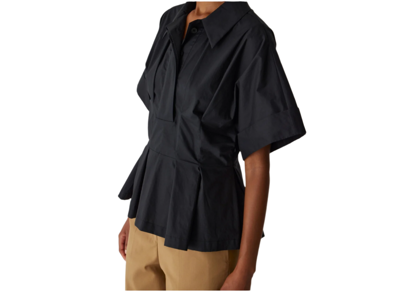 Silky Poplin Peplum Blouse