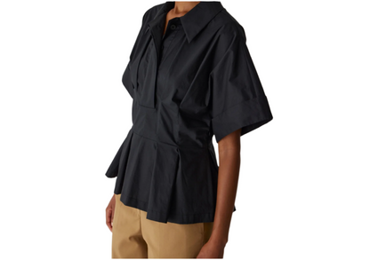 Silky Poplin Peplum Blouse