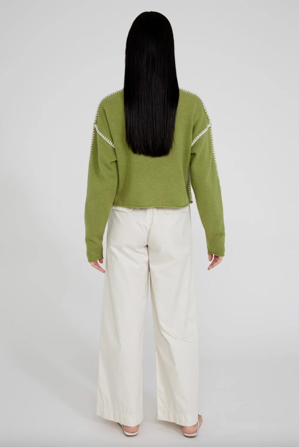 Mockneck Sweater with Contrasting Stitching