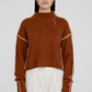 Mockneck Sweater with Contrasting Stitching