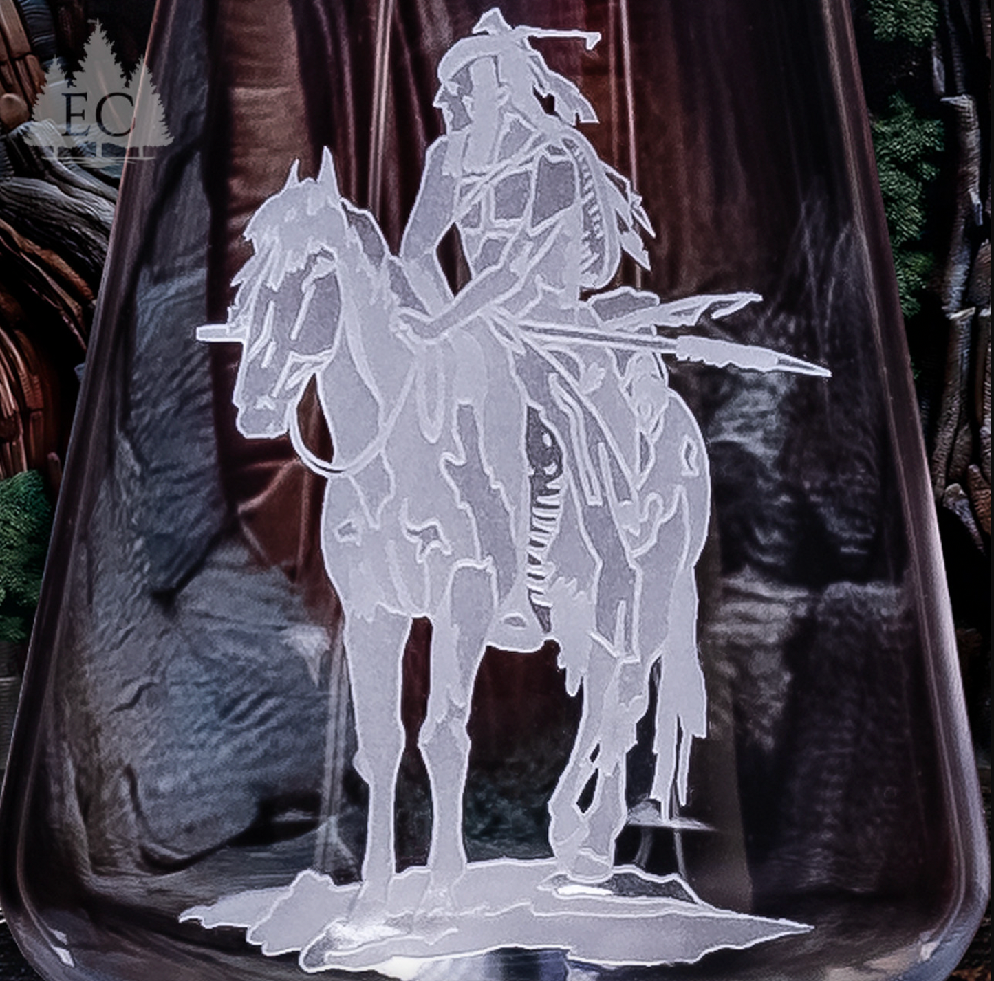 Red Wine Glass - Indian on Horse