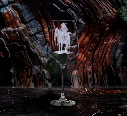 Red Wine Glass - Indian on Horse