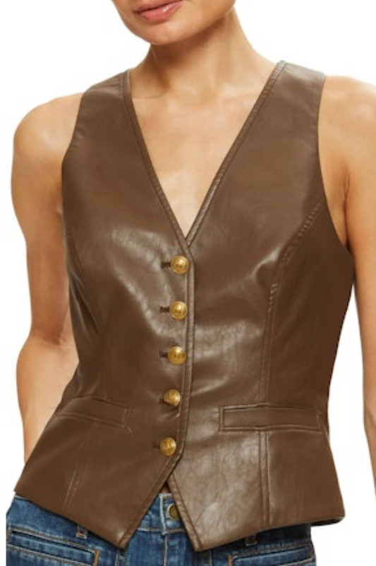 Sarge Faux Leather Vest - Desert Brown