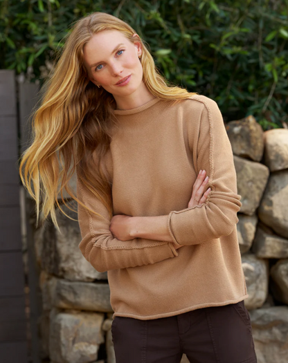 Monterey Rolled Funnel Neck Sweater - Camel