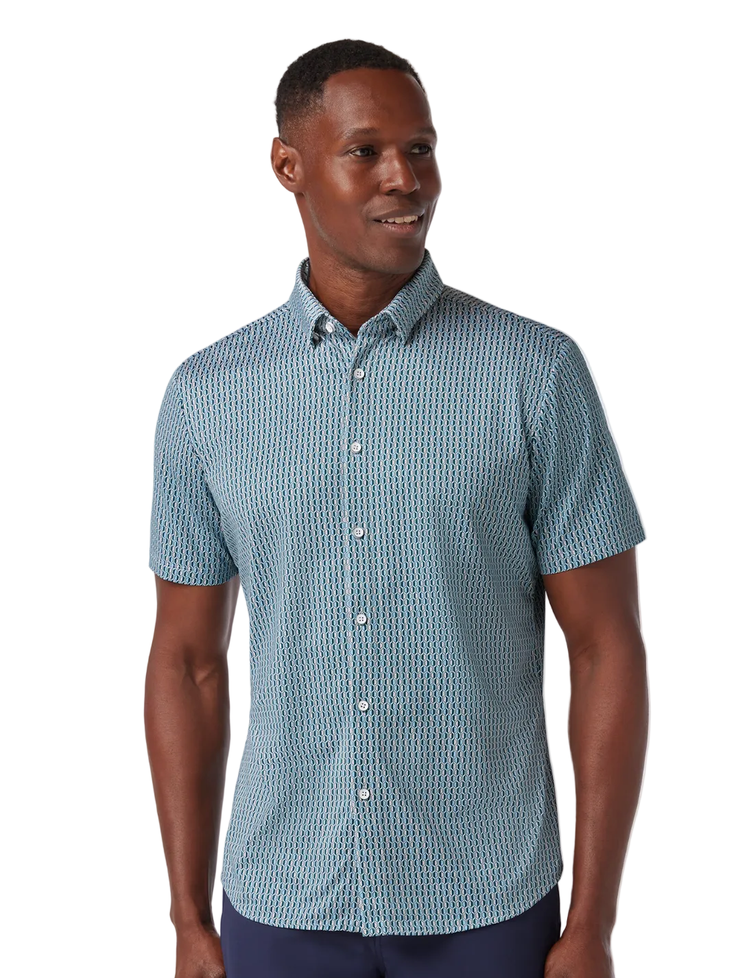 Halyard SS Dress Shirt - Balsam Stacked Hex