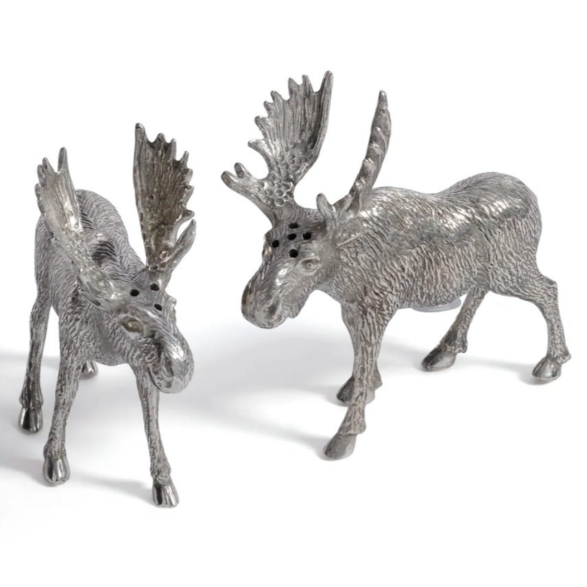St. Anton Pewter Moose Design Salt and Pepper Shakers