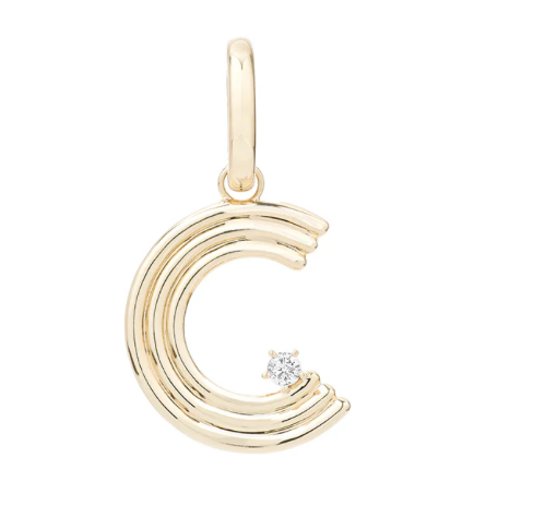 Groovy Diamond Initial Hinged Charm- C