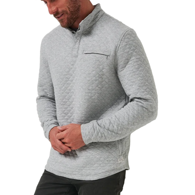 Transatlantic Quarter Zip - Heather Light Grey