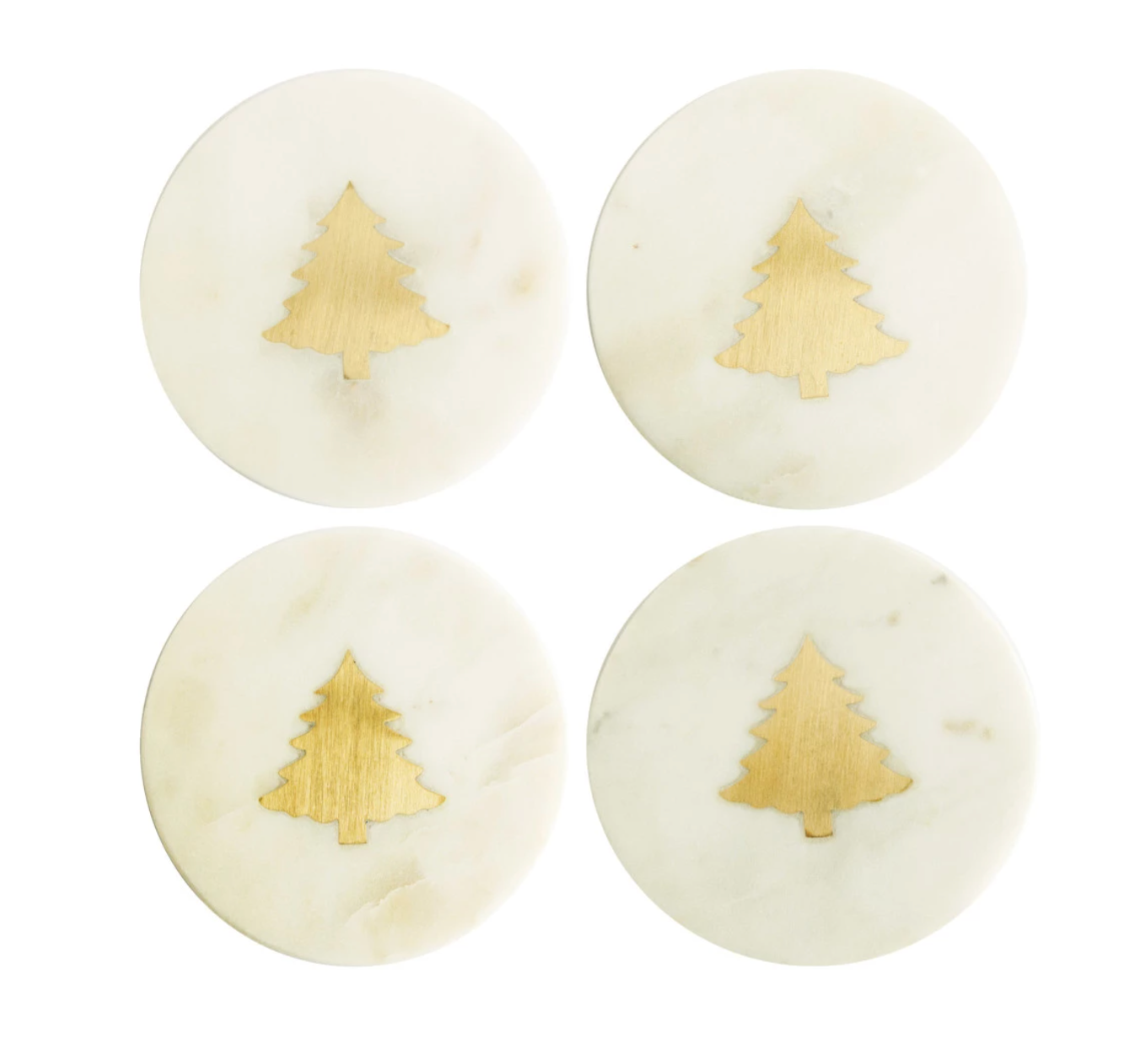 Marble Coasters w/ Brass Holiday Inlay