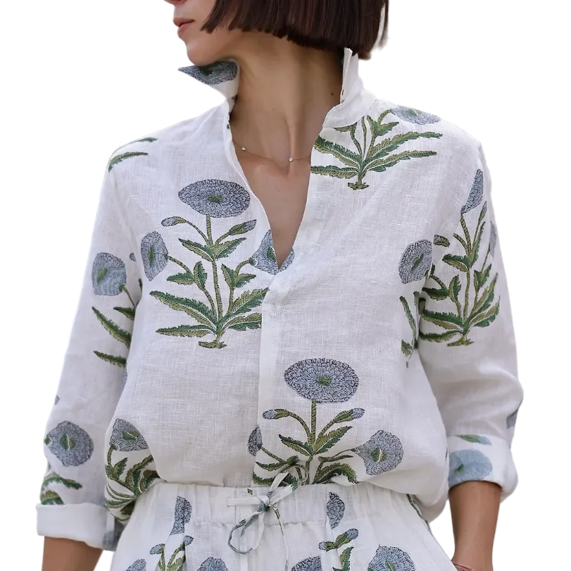 Montecito Popover Tunic -  Blue Flower