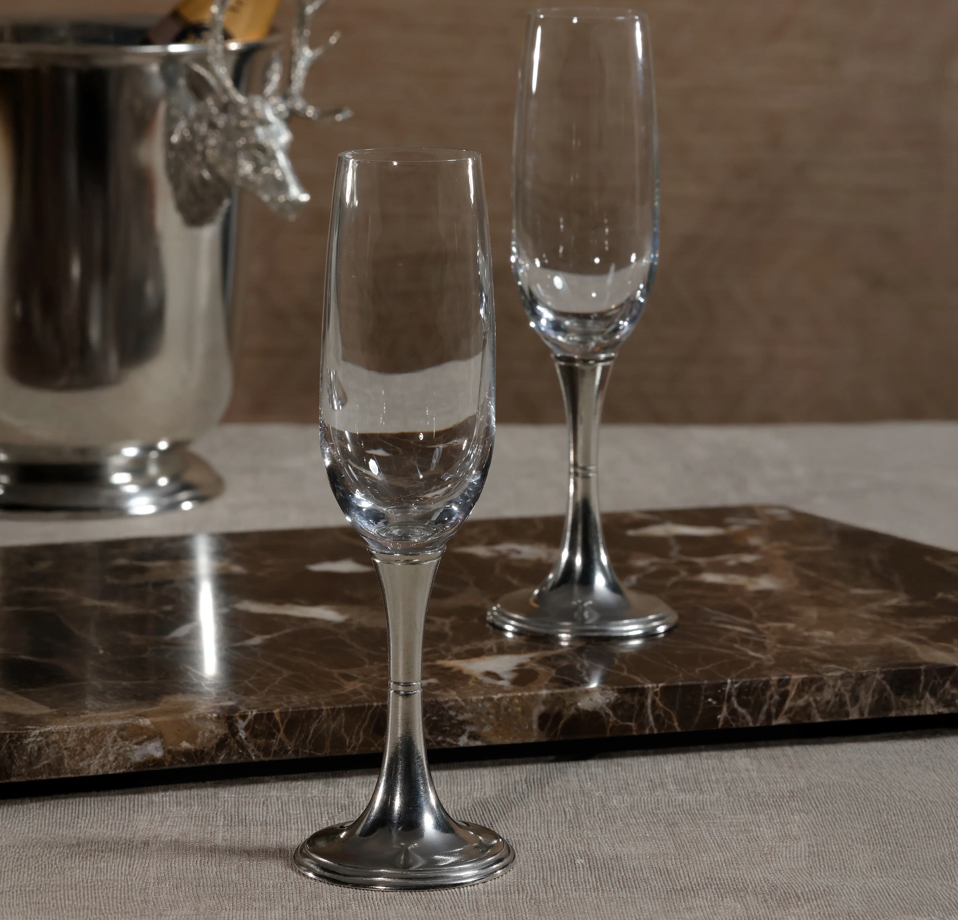 St. Moritz Pewter & Glass  Champagne Flute