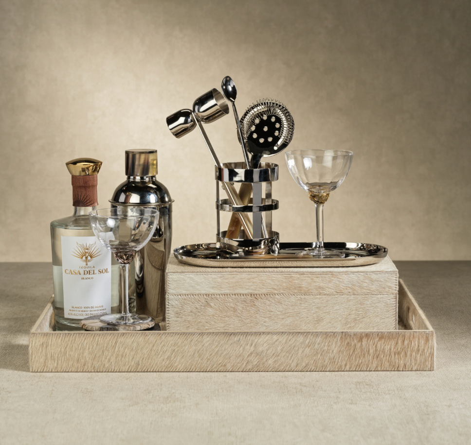 Corviglia Hair On Hide Leather Serving Tray