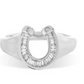 Silver Baguette Horseshoe Signet Ring - Size 6