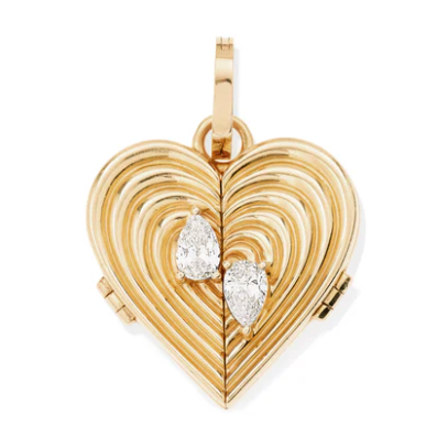 Groovy Heart Locket Hinged Charm - Lab Grown