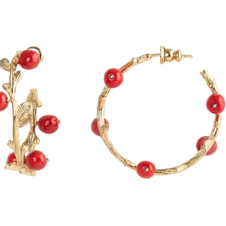 Red Berries Branch Earrings
