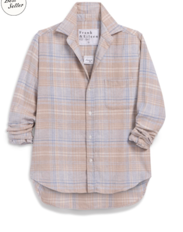 Eileen Relaxed Button-Up | Sand Blue Plaid