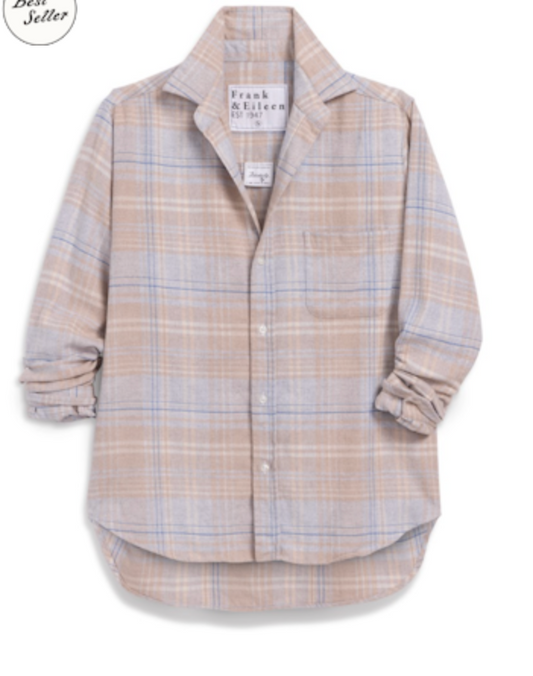 Eileen Relaxed Button-Up | Sand Blue Plaid