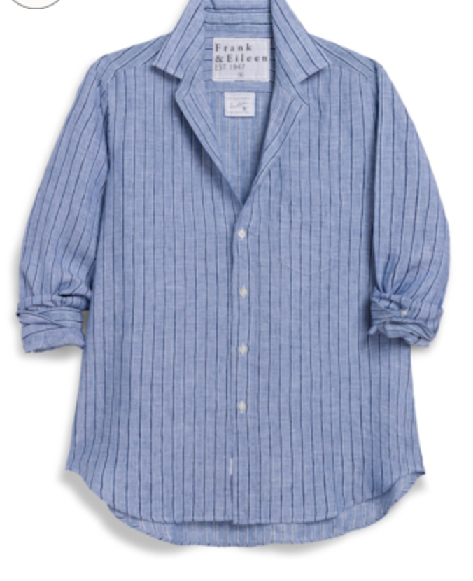Eileen Relaxed Button-Up |  Blue Navy Stripe