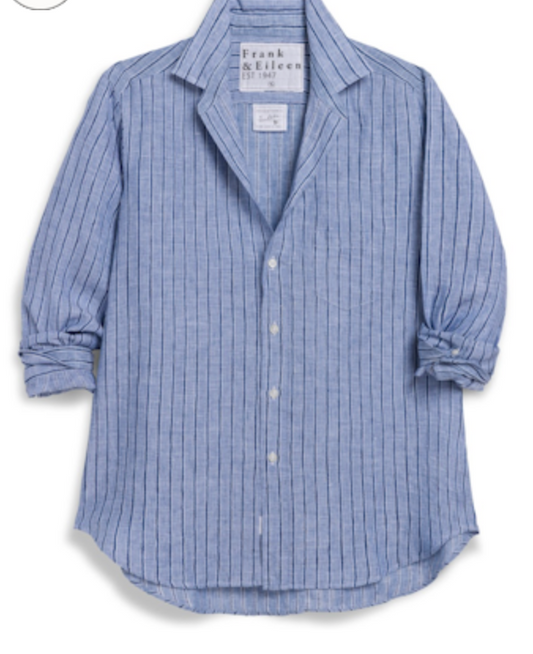 Eileen Relaxed Button-Up |  Blue Navy Stripe