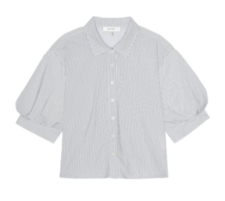 The Billow Sleeve Shirt - Navy Stripe