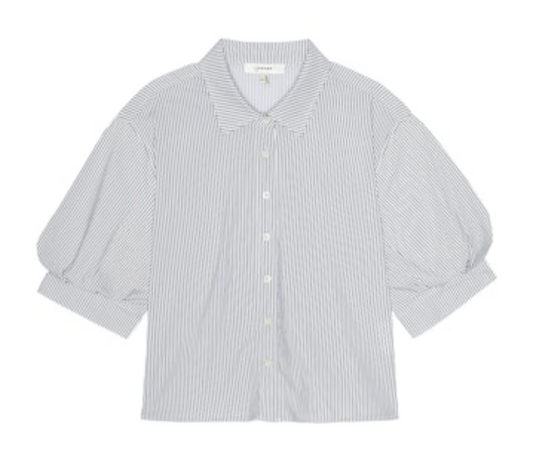 The Billow Sleeve Shirt - Navy Stripe