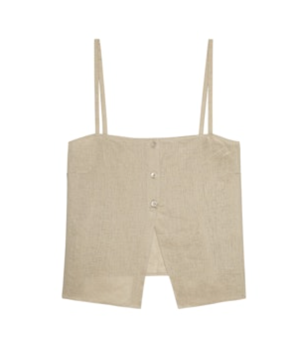 The Linen Button Cami - Flax