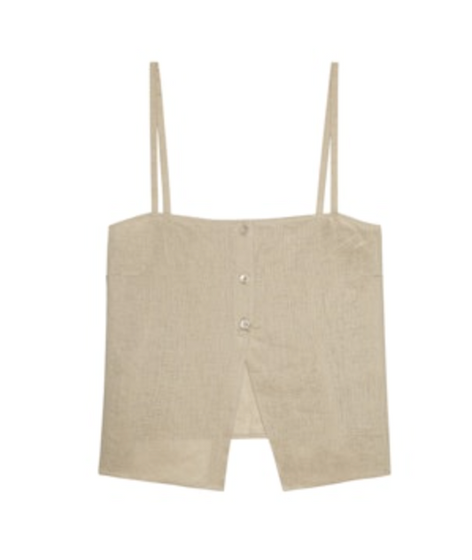 The Linen Button Cami - Flax