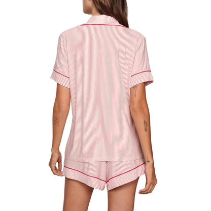 Gisele Relaxed Short PJ Set - Duo Stripe HollyRed