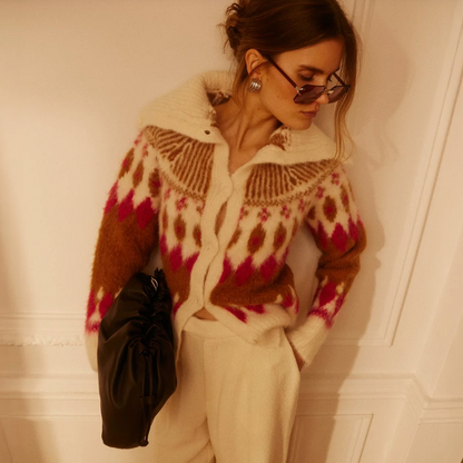 Italian Luxe Brushed Fair Isle Reversible Cardigan