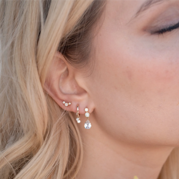 3 Floating Diamond Huggies