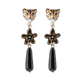 Black Panther Head & Dangling Erine Flower Earrings