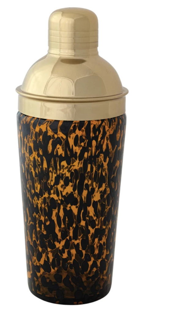 Confetti Glass Cocktail Shaker - Tortoise Shell & Gold Finish