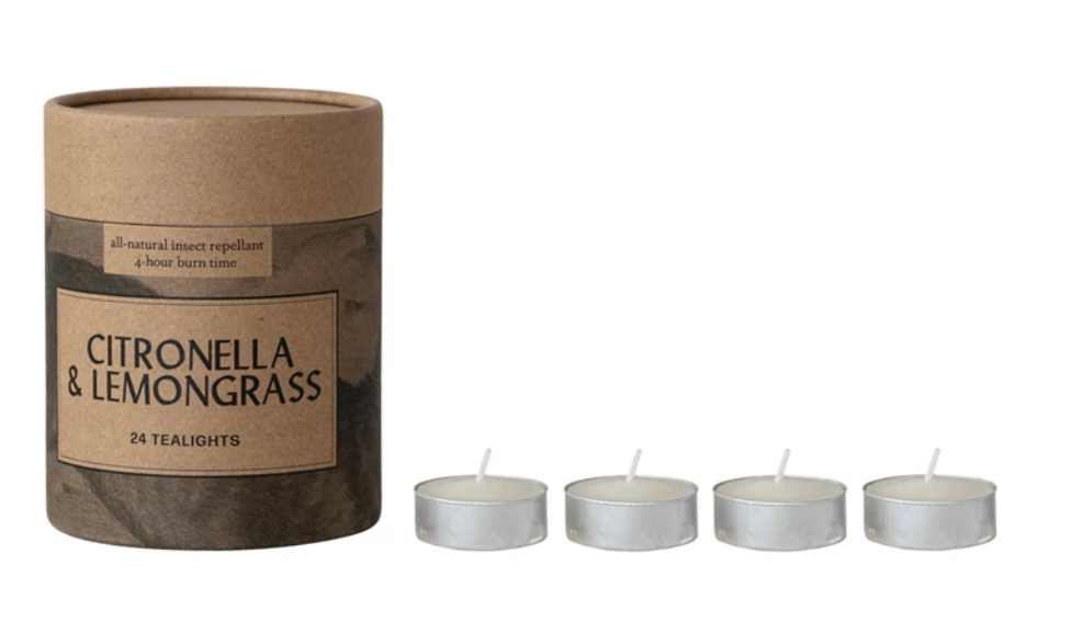 Citronella & Lemongrass Scented Tealights in Box - Set of 24