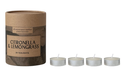 Citronella & Lemongrass Scented Tealights in Box - Set of 24