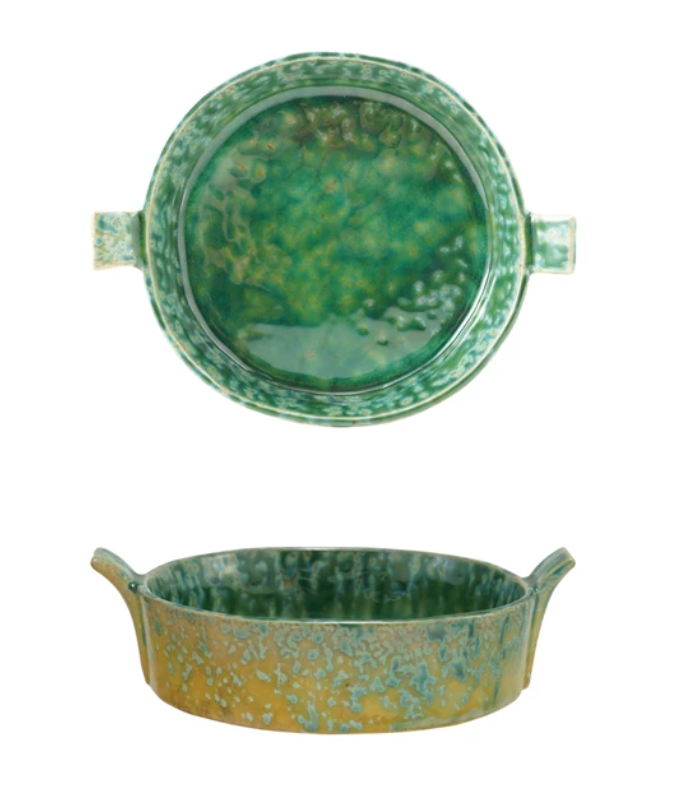 1-3/4 Cup Stoneware Baker with Handles - Green