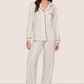 Gisele Printed Long PJ Set - Heart to Heart Black
