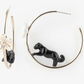 Leaping Black Panther on Half-Moon Earrings