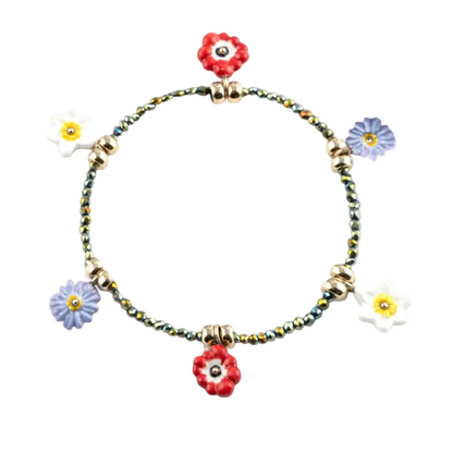 Anemone Flower Beaded Bracelet