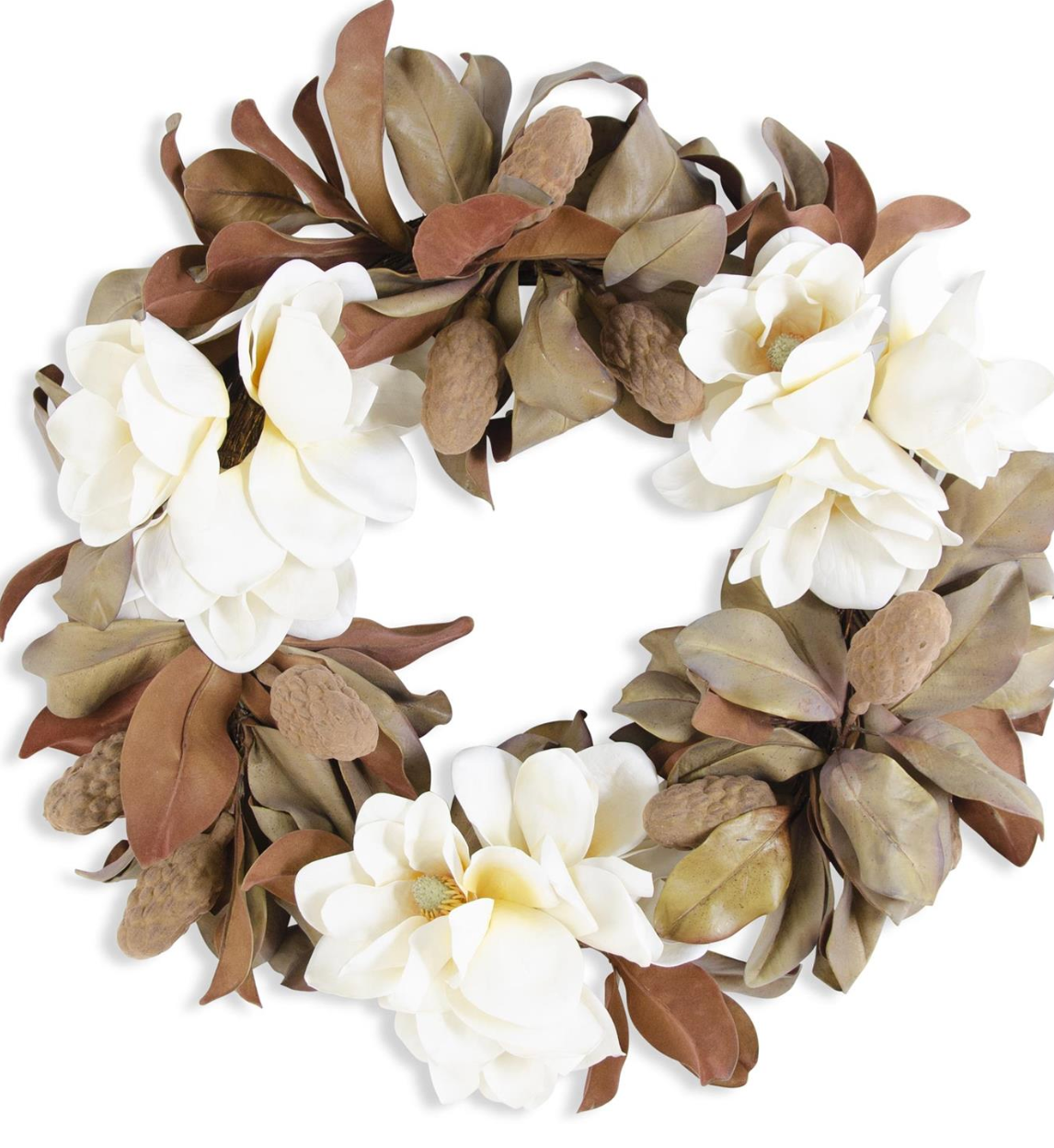 White Real Touch Magnolia Wreath - 26 Inch